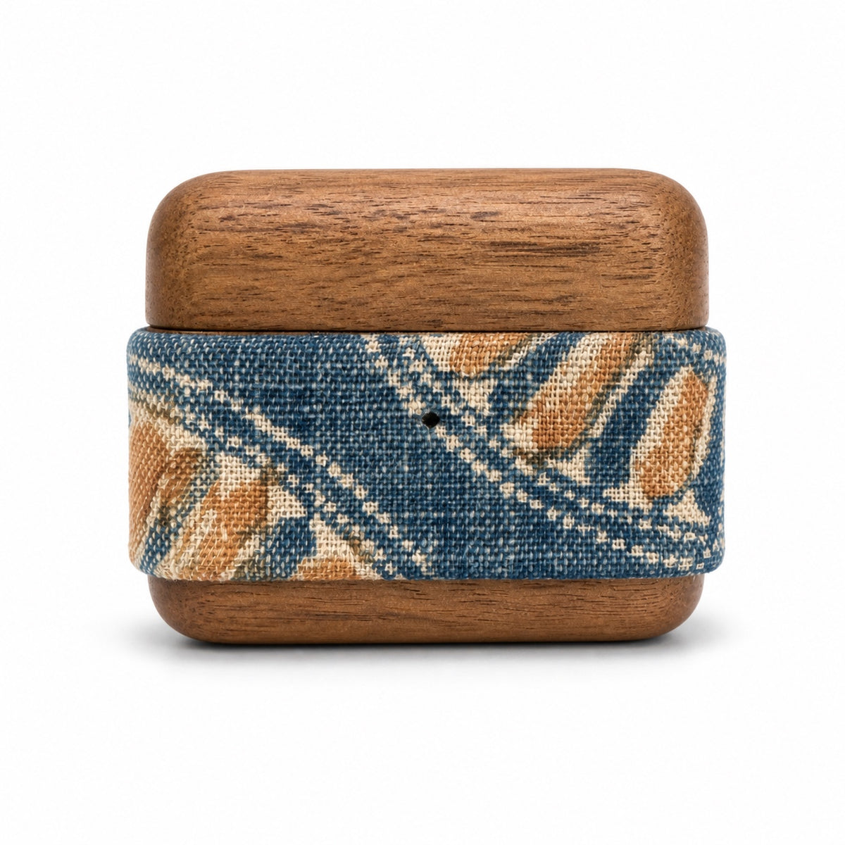 Hand-Finished Natural Wood & Indigo Textile AirPods Case